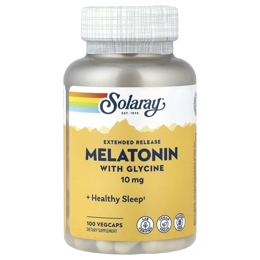 Solaray Melatonina de Liberação Prolongada com Glicina 100 VegCaps