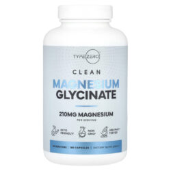 TypeZero Clean Glicinato de Magnésio 180 Cápsulas (70 mg por Cápsula)