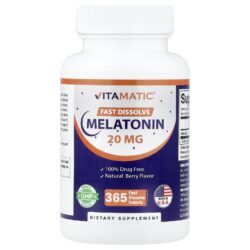 Vitamatic Melatonina Fruto Silvestre Natural 20 mg 365 Comprimidos de Dissolução Rápida