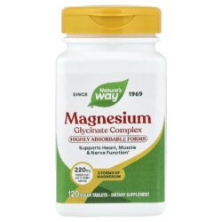 Natures Way Complexo de Glicinato de Magnésio 120 Comprimidos Veganos (110 mg por Comprimido)