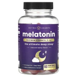 NutraChamps Melatonina Potência Máxima Fruto Silvestre Natural 60 Gomas Veganas (5 mg por Goma)