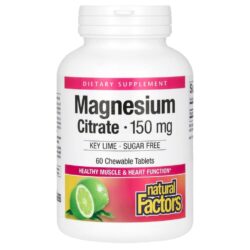 Natural Factors Citrato de Magnésio Lima-Chave 150 mg 60 Comprimidos Mastigáveis