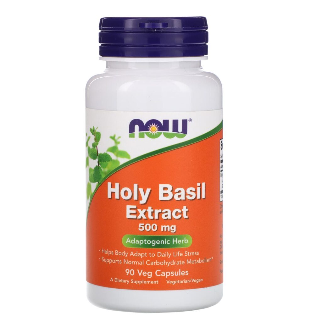 NOW Foods Extrato de Manjericão Sagrado 500 mg 90 Cápsulas Vegetais