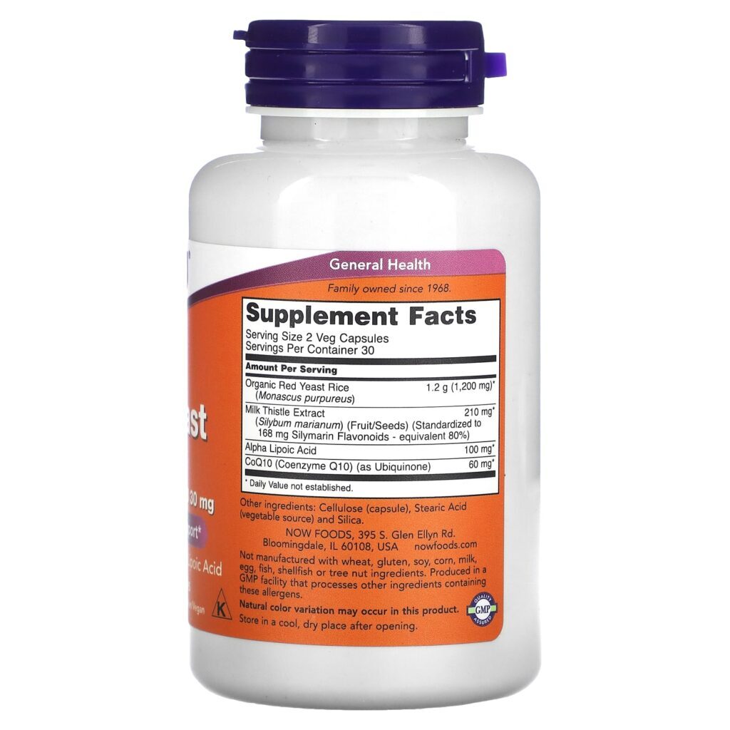 NOW Foods Arroz com Fermento Vermelho 60 Cápsulas Vegetais - Imagem 2