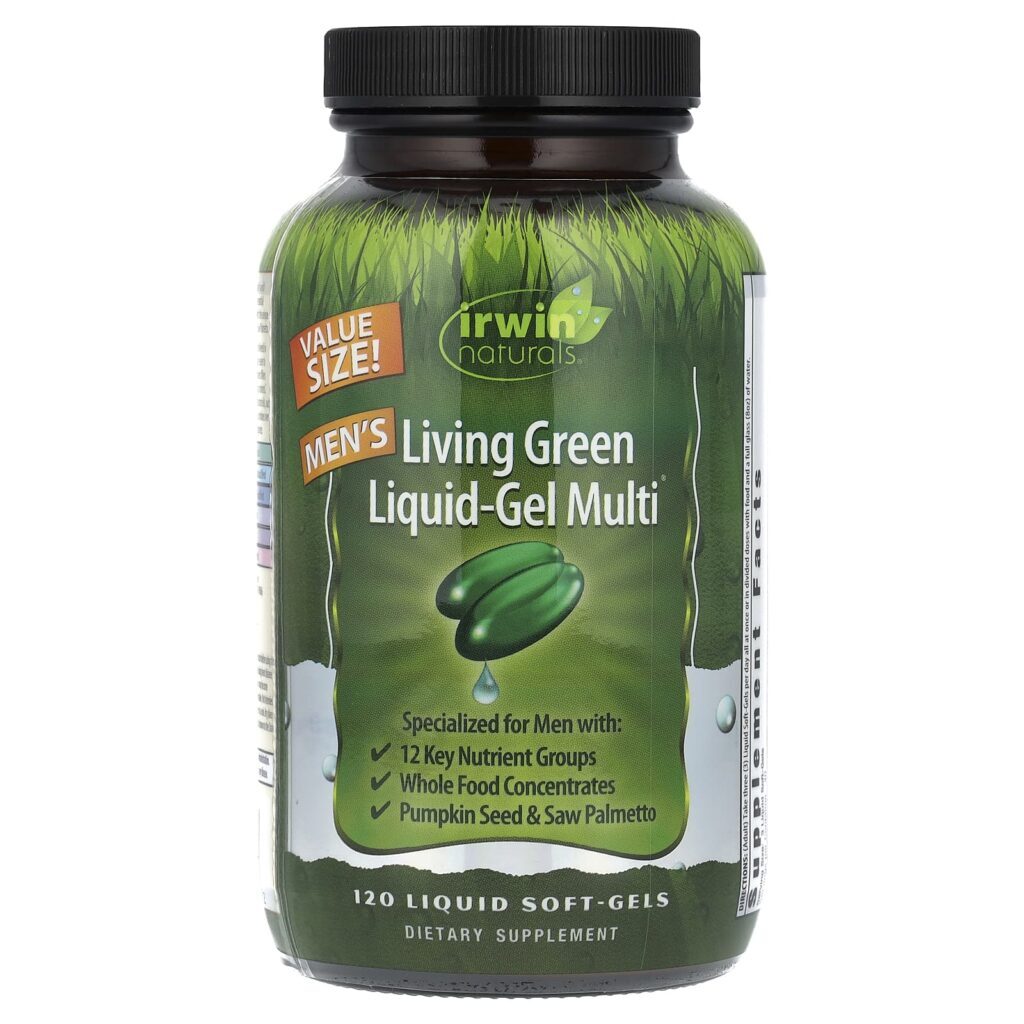 Irwin Naturals Multi-Gel Líquido Vivo Verde para Homens 120 Cápsulas Softgel Líquidas