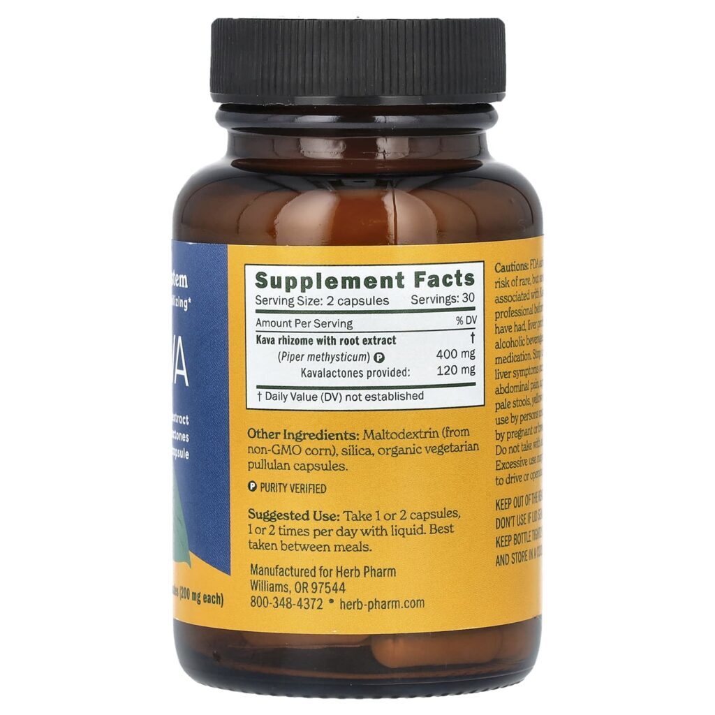 Herb Pharm Kava 60 Cápsulas Vegetarianas (200 mg por Cápsula) - Imagem 2