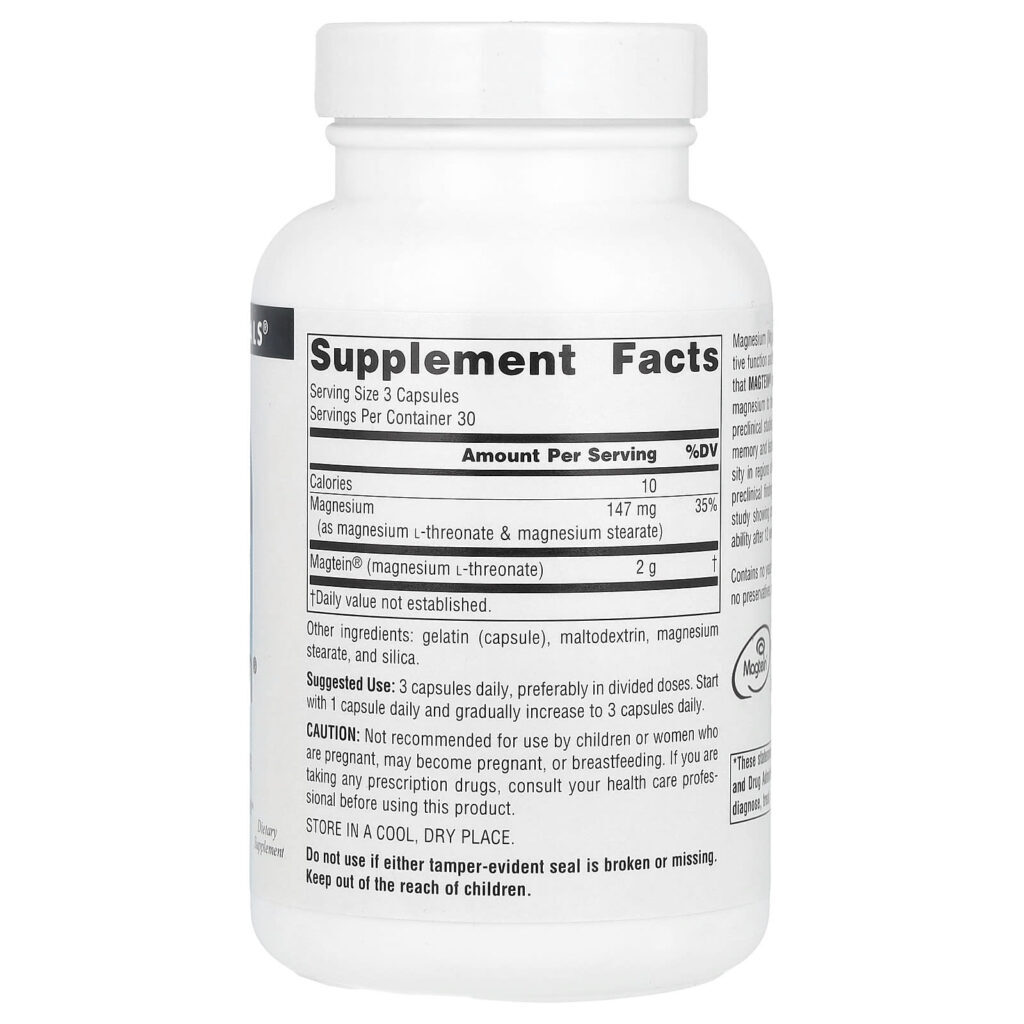 Source Naturals Magtein® L-Treonato de Magnésio 90 Cápsulas - Imagem 2