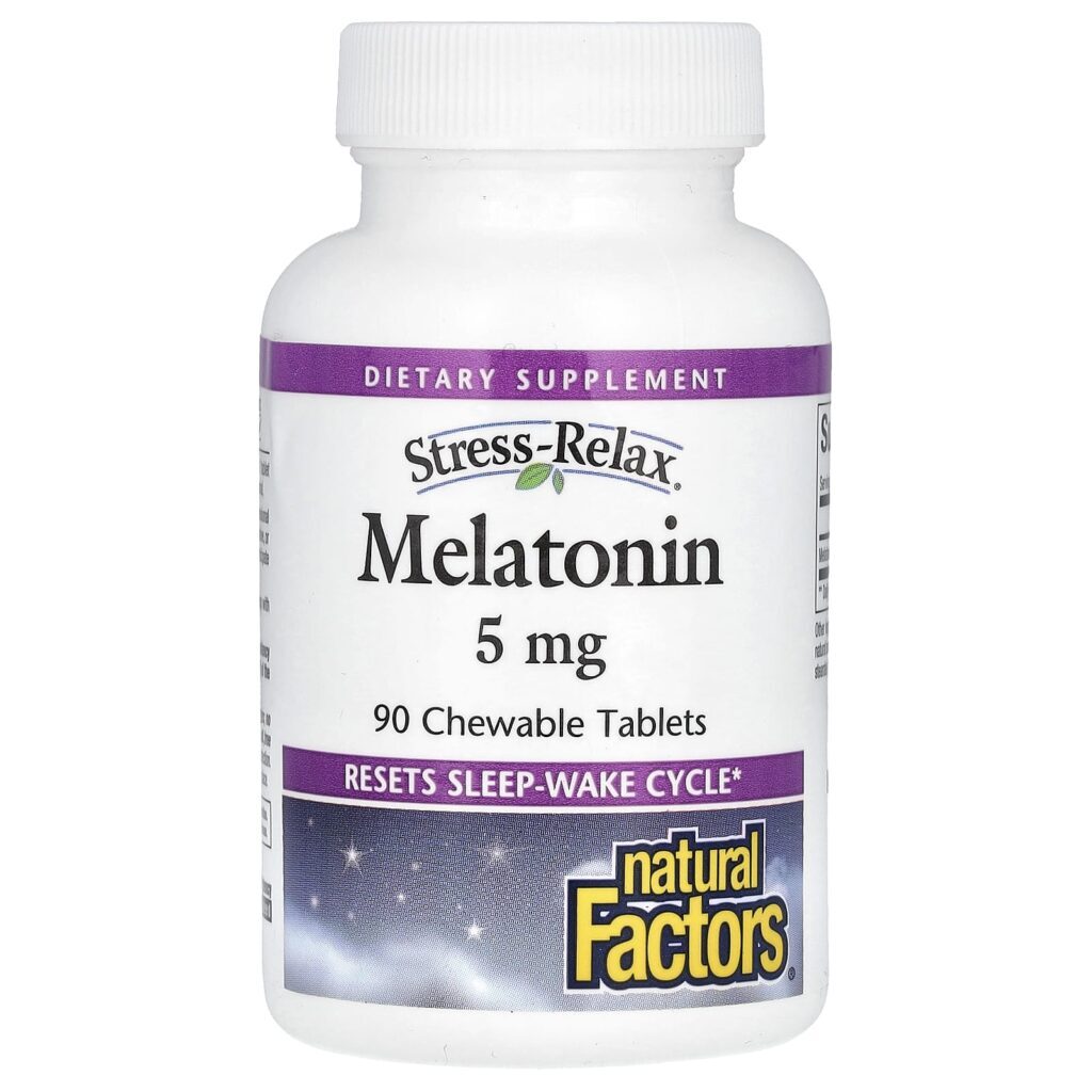 Natural Factors Stress-Relax® Melatonina 5 mg 90 Comprimidos Mastigáveis