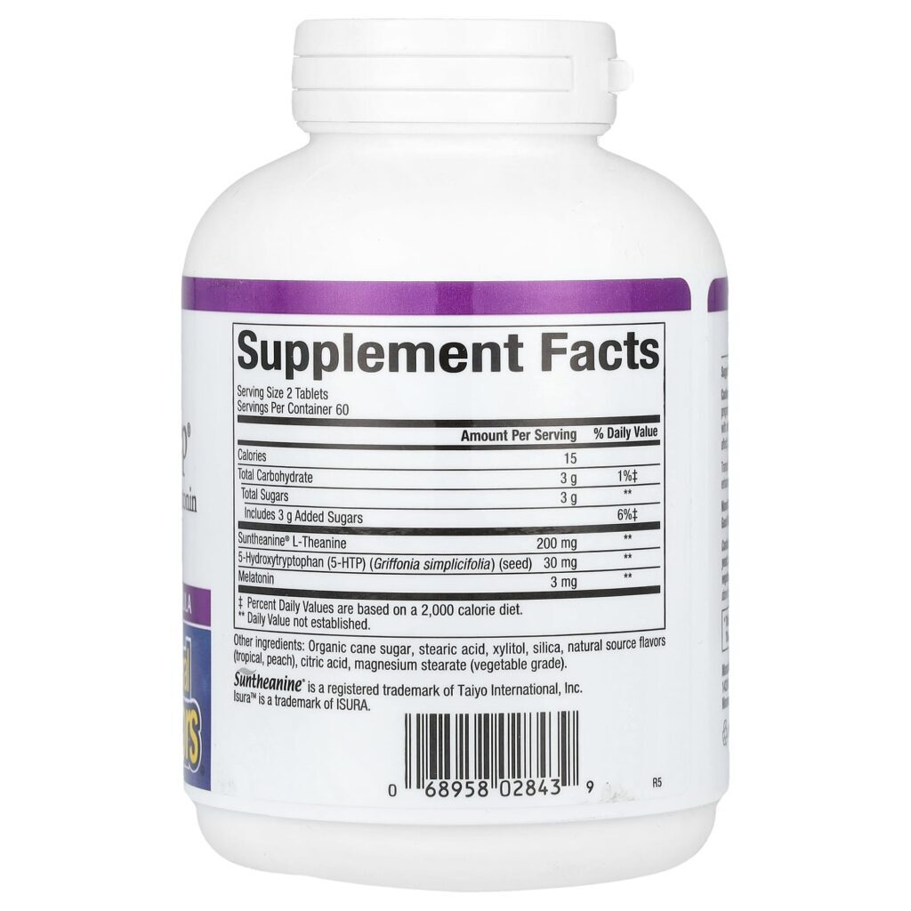 Natural Factors Stress-Relax Tranquil Sleep 5-HTP Suntheanine e Melatonina 120 Comprimidos Mastigáveis - Imagem 2