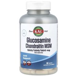 KAL Glucosamina e Condroitina MSM Sem Sódio 90 cápsulas