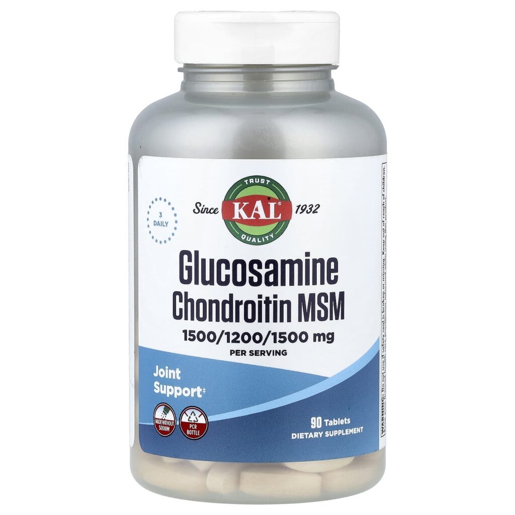 KAL Glucosamina e Condroitina MSM Sem Sódio 90 cápsulas