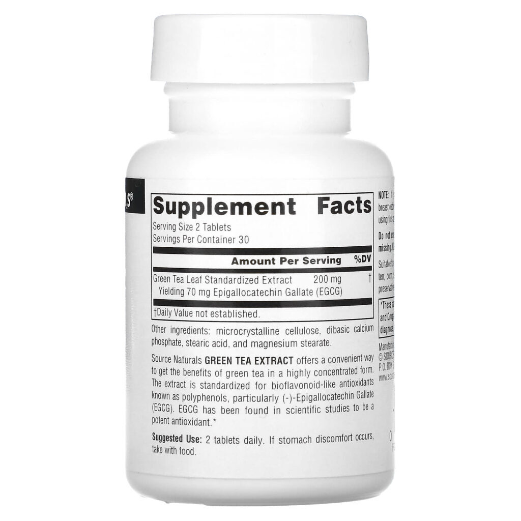Source Naturals Extrato de Chá Verde 100 mg 60 comprimidos - Imagem 2