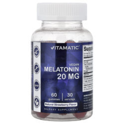 Vitamatic Gomas de Melatonina Vegana Morango Natural 60 Gomas (10 mg por Goma)