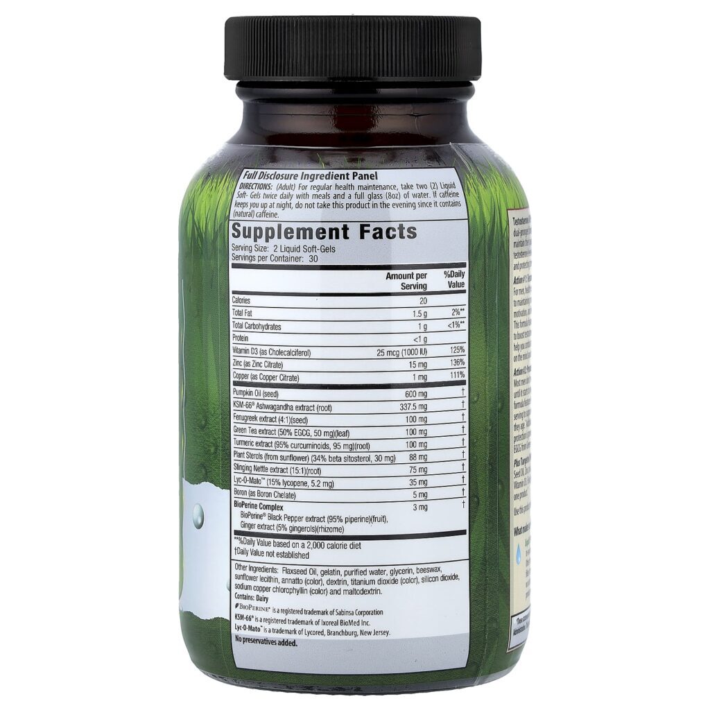 Irwin Naturals Testosterona UP Prostate Defense™ Ação Dupla 60 Cápsulas Softgel Líquidas - Imagem 2