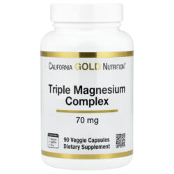 California Gold Nutrition Complexo Triplo de Magnésio 70 mg 90 Cápsulas Vegetais