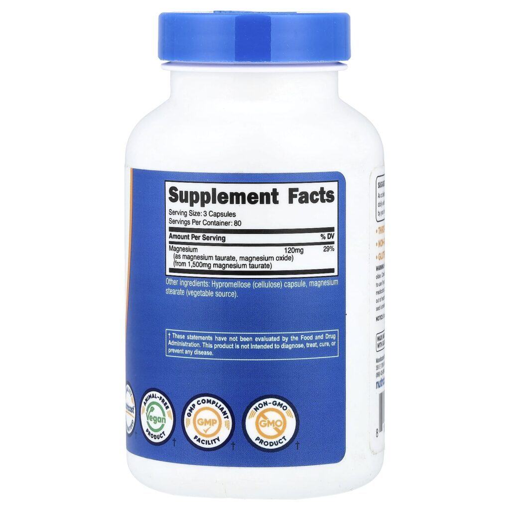 Nutricost Taurato de Magnésio 240 Cápsulas (500 mg por Cápsula) - Imagem 2