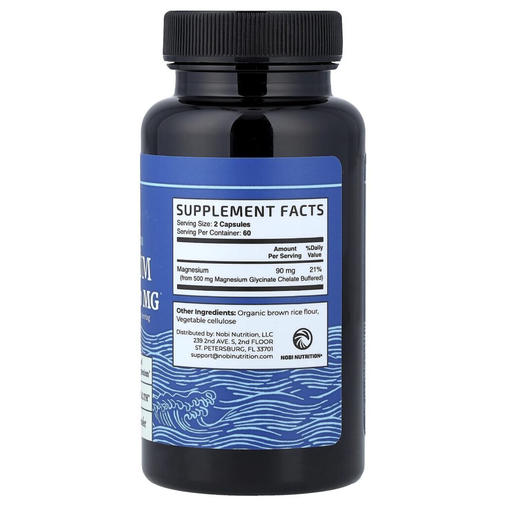 Nobi Nutrition Glicinato de Magnésio Absorção Máxima 120 Cápsulas (250 mg por Cápsula) - Imagem 2