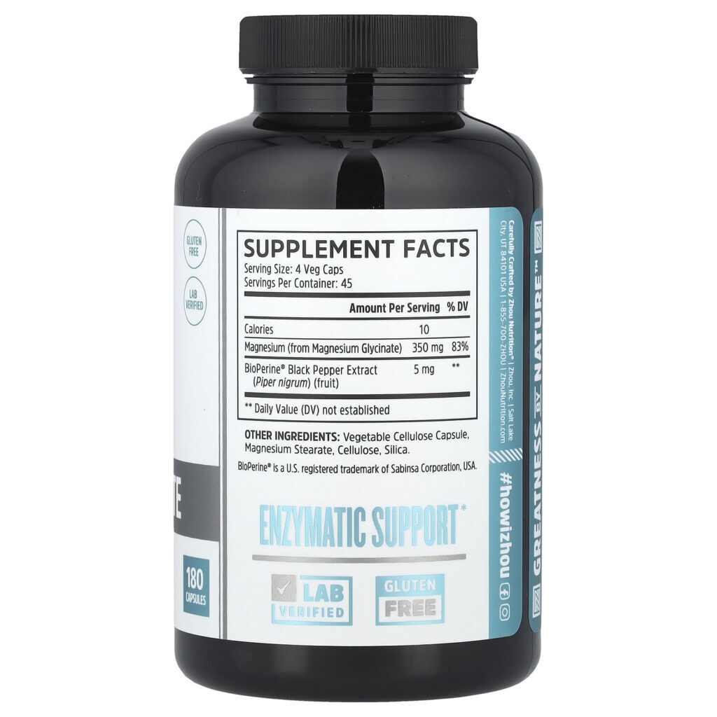 Zhou Nutrition Mag Glicinato 180 Cápsulas - Imagem 2