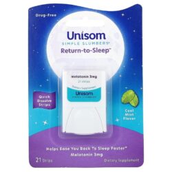 Unisom Simple Slumbers Back-To-Sleep Tiras de Melatonina Menta Refrescante 3 mg 21 Tiras