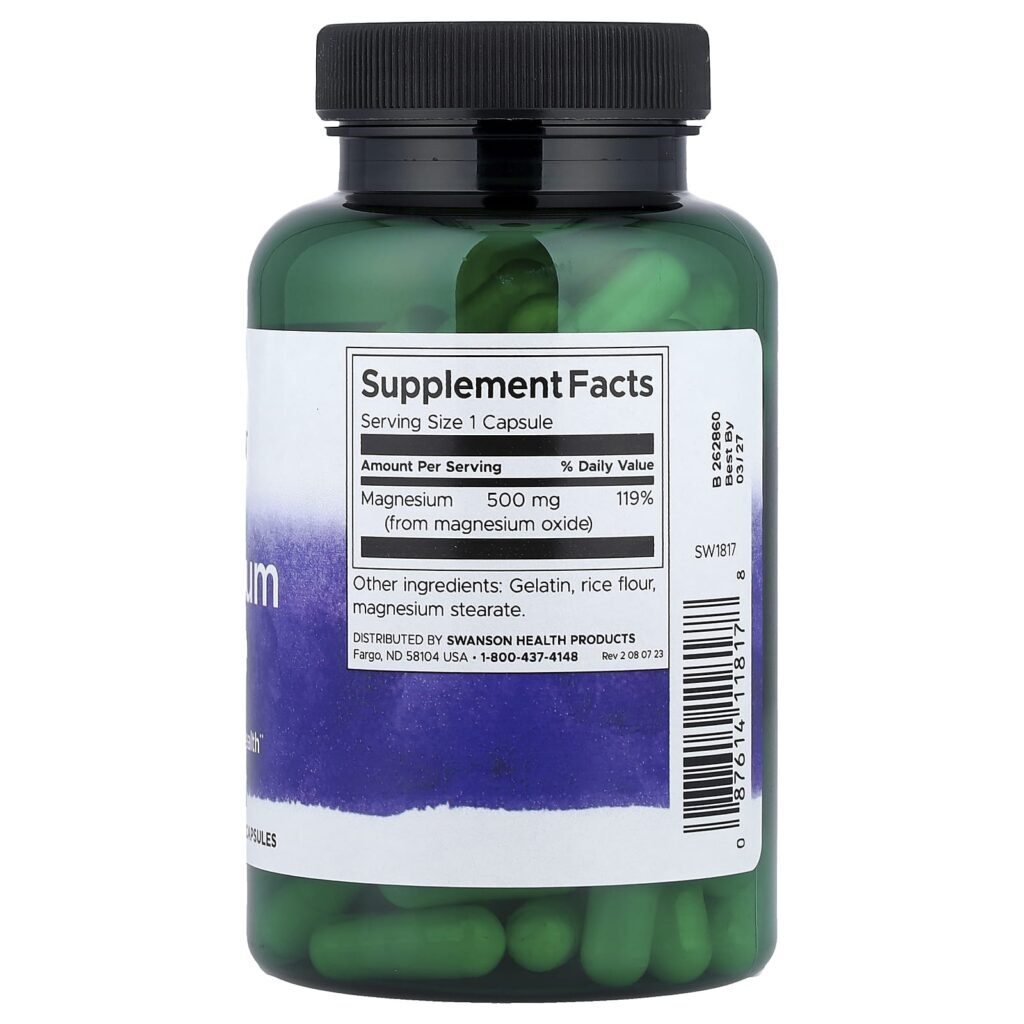 Swanson Óxido de Magnésio 500 mg 100 Cápsulas - Imagem 2