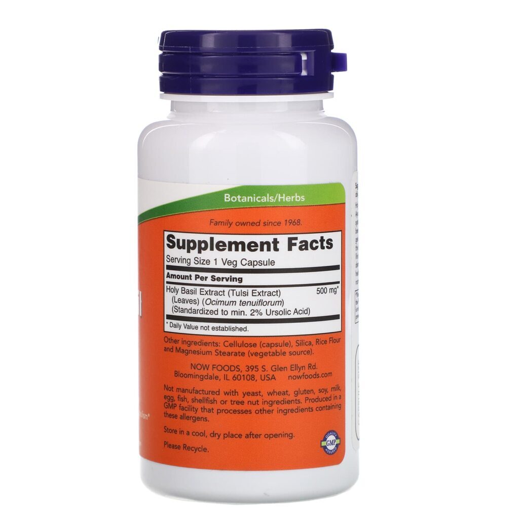 NOW Foods Extrato de Manjericão Sagrado 500 mg 90 Cápsulas Vegetais - Imagem 2
