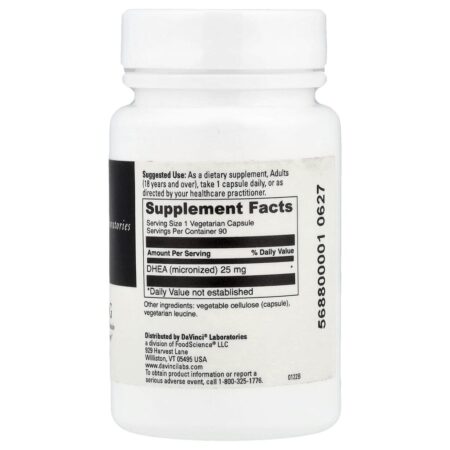 DaVinci Laboratories DHEA micronizado 25 mg 90 cápsulas - Imagem 2