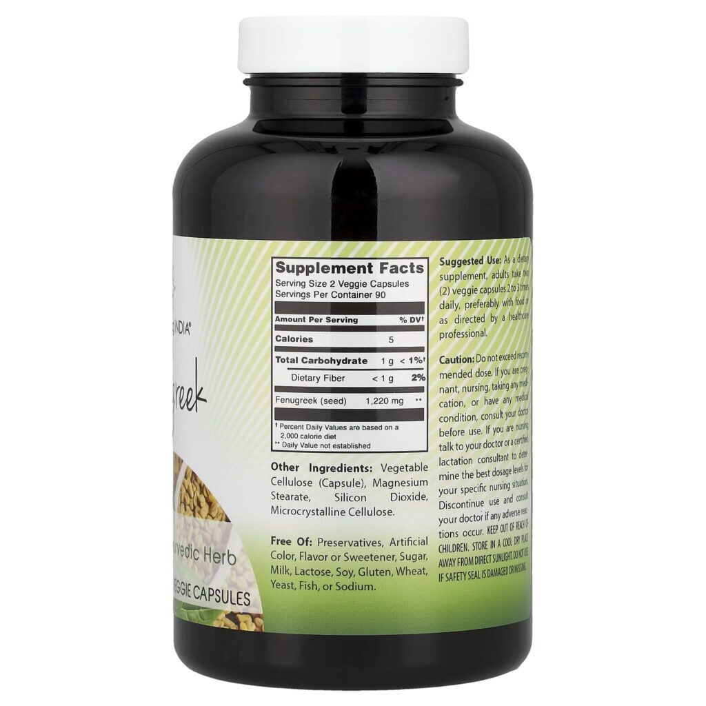 Amazing India Feno-Grego 180 Cápsulas Vegetais (610 mg por Cápsula) - Imagem 2