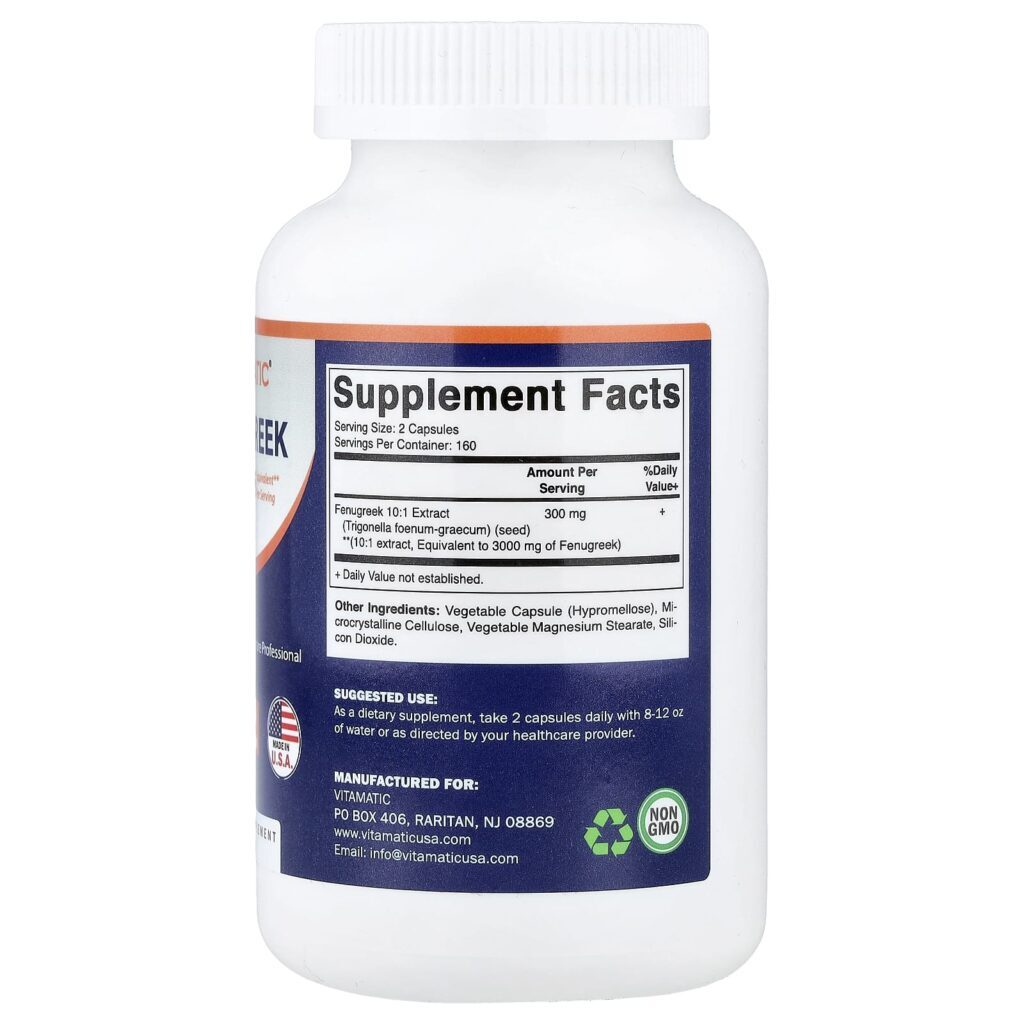 Vitamatic Feno-Grego 320 Cápsulas (150 mg por Cápsula) - Imagem 2
