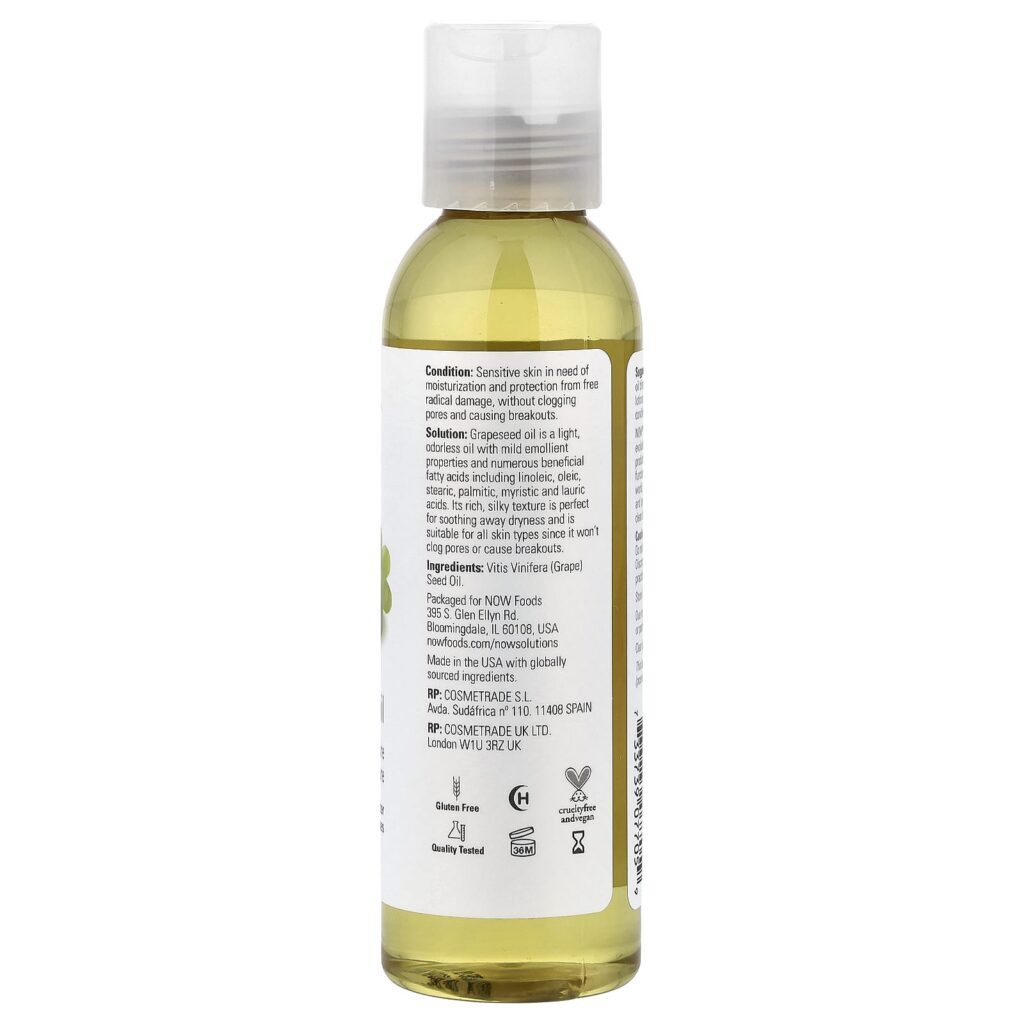 NOW Foods Solutions Óleo de Semente de Uva 118 ml (4 fl oz) - Imagem 2