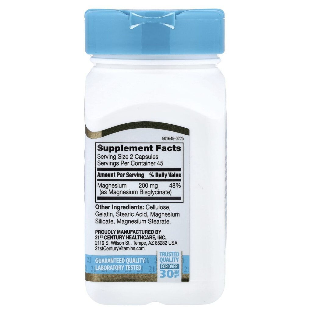 21st Century Glicinato de Magnésio Quelado 90 Cápsulas (100 mg por Cápsula) - Imagem 2