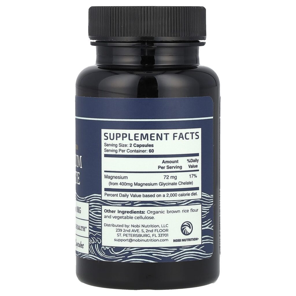 Nobi Nutrition Glicinato de Magnésio Máxima Absorção 120 Cápsulas (200 mg por Cápsula) - Imagem 2