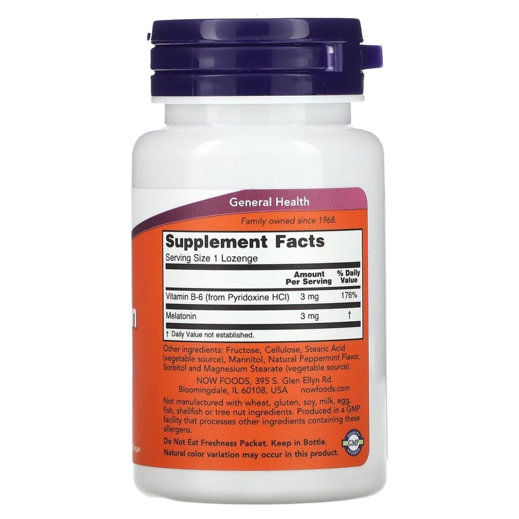 NOW Foods Melatonina 3 mg 90 Pastilhas - Imagem 2