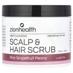 Zion Health Esfoliante com Biotina para Cabelo e Couro Cabeludo Peônia e Toranja Rosa 118 ml (4 fl oz)