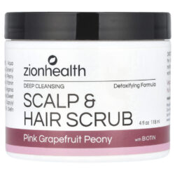 Zion Health Esfoliante com Biotina para Cabelo e Couro Cabeludo Peônia e Toranja Rosa 118 ml (4 fl oz)