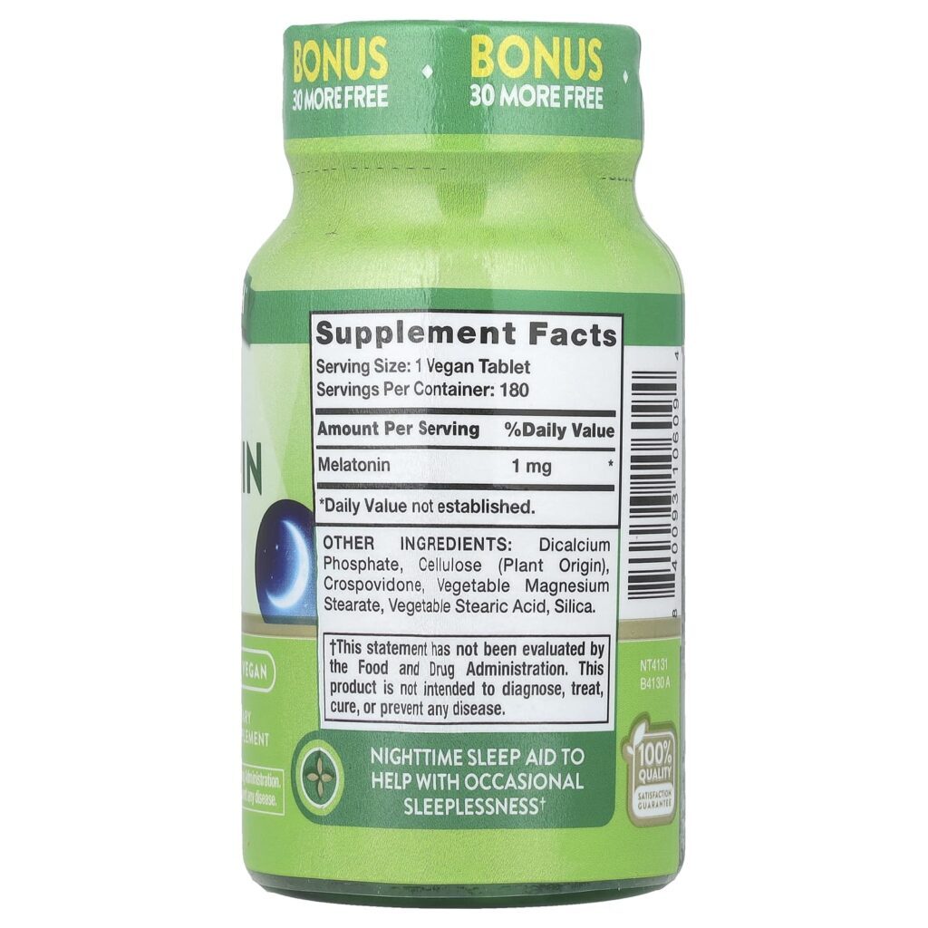 Natures Truth Melatonina para o Sono 1 mg 180 Comprimidos - Imagem 2