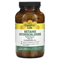 Country Life Cloridrato De Betaína com Pepsina 600 mg 250 Comprimidos