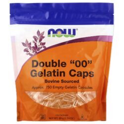 NOW Foods Cápsulas de Gelatina “00” duplas Aprox. 750 Cápsulas de Gelatina Vazias