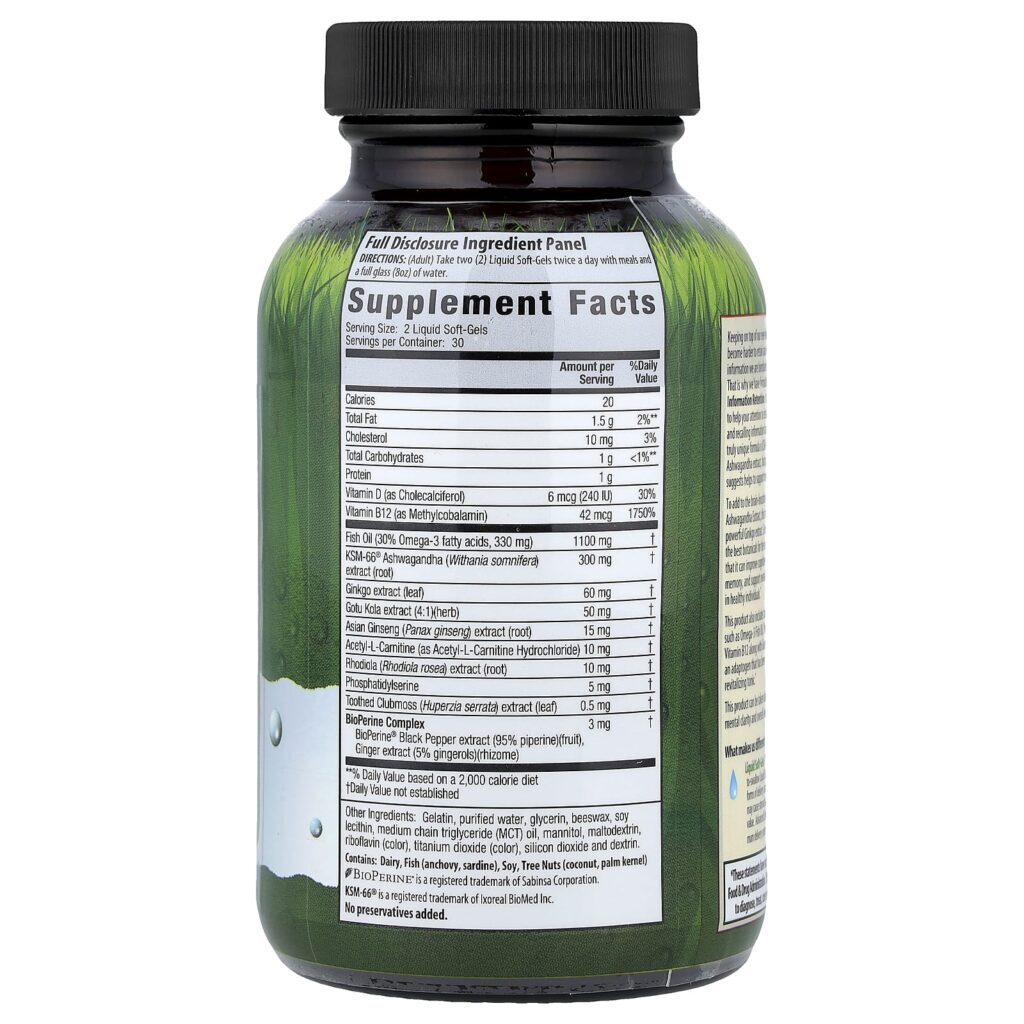 Irwin Naturals Mental Clarity Information Retention™ 60 Cápsulas Softgel Líquidas - Imagem 2