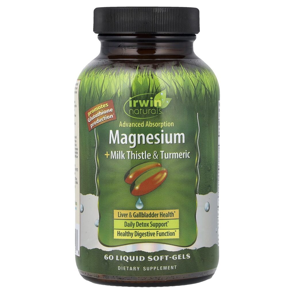 Irwin Naturals Magnésio de Absorção Avançada + Cardo-mariano e Cúrcuma 60 Cápsulas Softgel Líquidas