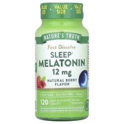 Natures Truth Melatonina para o Sono Fruto Silvestre Natural 12 mg 120 Comprimidos de Dissolução Rápida