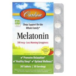 Carlson Melatonina Morango Natural e Limão 300 mcg 30 Comprimidos