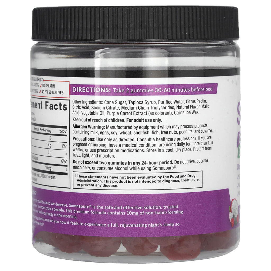 Force Factor Somnapure® Gomas Saborosas de Melatonina Frutos Silvestres 120 Gomas (5 mg por Goma) - Imagem 3
