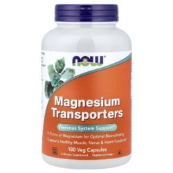 NOW Foods Transportadores de Magnésio 120 mg 180 Cápsulas Vegetais
