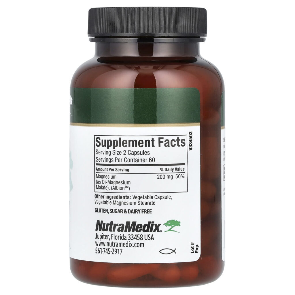 NutraMedix Malato de Magnésio 120 Cápsulas Vegetais (100 mg por Cápsula) - Imagem 2