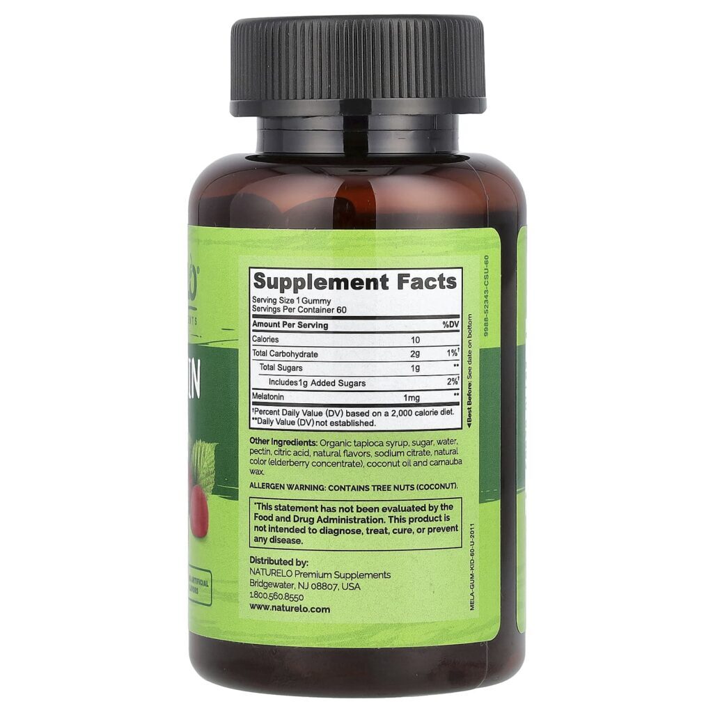 NATURELO Gomas de Melatonina Para Crianças Morango 1 mg 60 Gomas Vegetarianas - Imagem 2