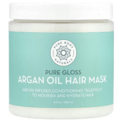 Pure Body Naturals Máscara Capilar de Óleo de Argão Brilho Puro 240 ml (8 fl oz)