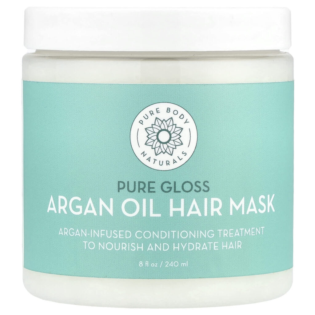 Pure Body Naturals Máscara Capilar de Óleo de Argão Brilho Puro 240 ml (8 fl oz)