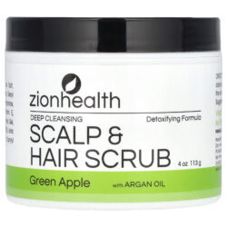Zion Health Esfoliante para Limpeza Profunda do Couro Cabeludo e do Cabelo com Óleo de Argão Maçã Verde 113 g (4 oz)