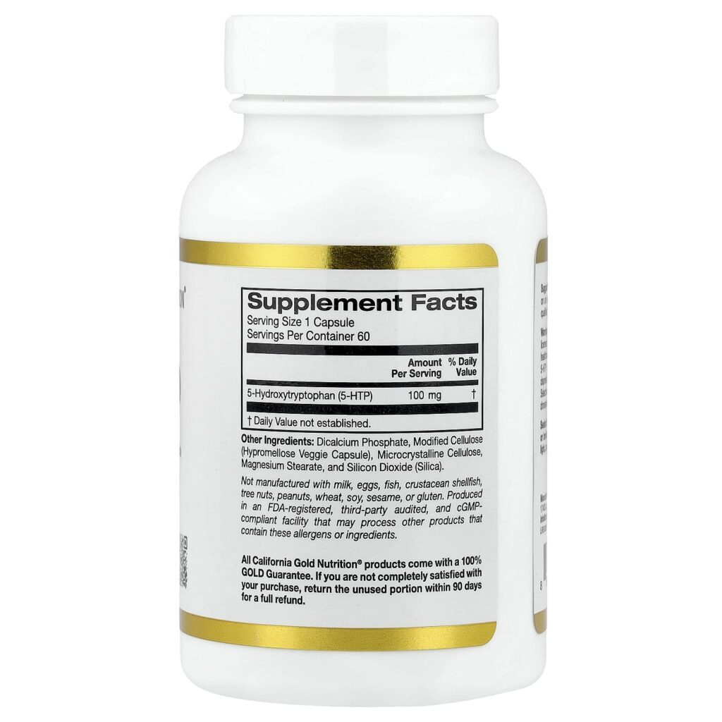California Gold Nutrition 5-HTP 100 mg 60 Cápsulas Vegetais - Imagem 2