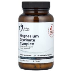 Designs For Health Complexo de Glicinato de Magnésio 300 mg 120 Cápsulas Vegetarianas (150 mg por Cápsula)